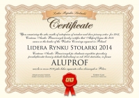 Lider Rynku Stolarki 2014 w&nbsp;segmencie osłon okiennych dla firmy Aluprof